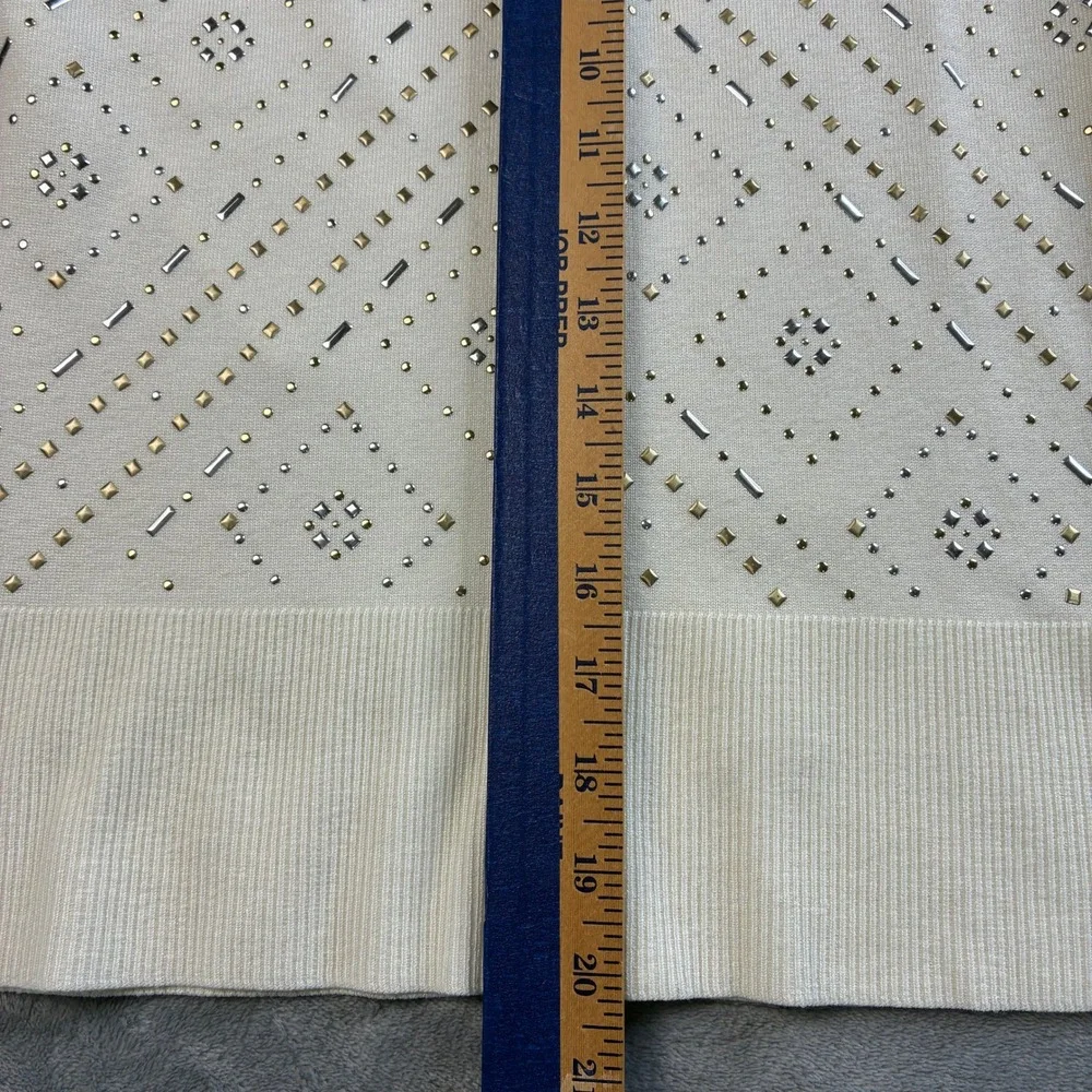 White House Black Market Ecru Size Small Embellished Cardigan‎ Cream  3/4 Sleeve